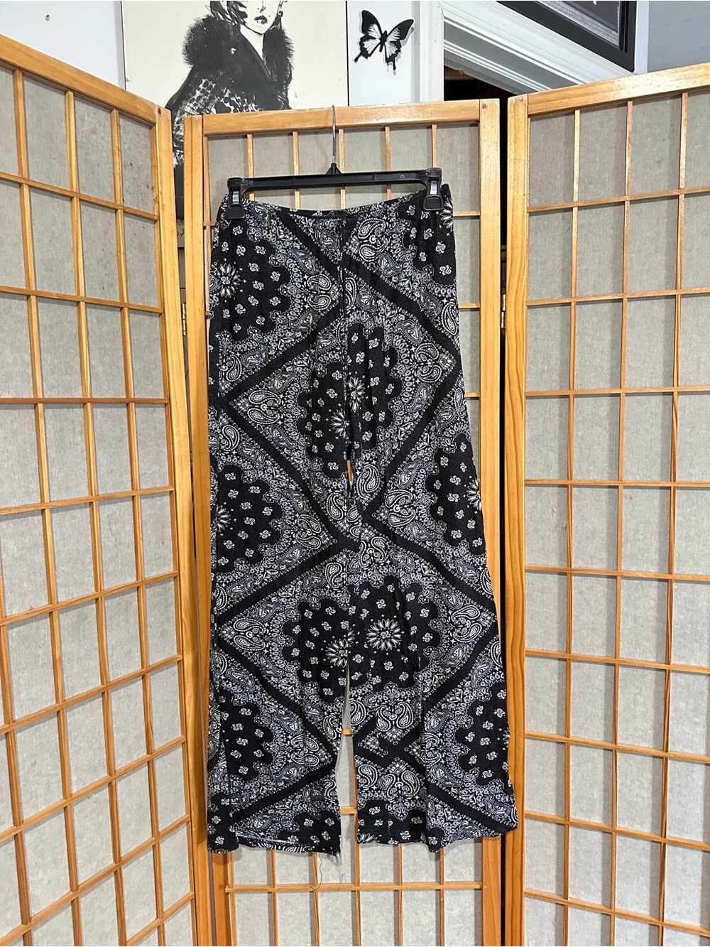 See You Monday Black & White Paisley Bandana Print Pants